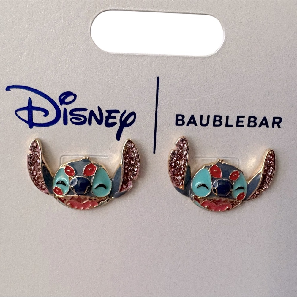 Disney x BaubleBar Stitch w Kisses Stud Earrings - Turquoise & Pink